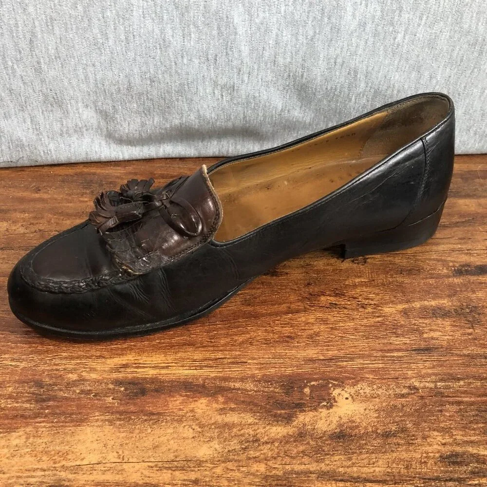 Johnston & Murphy Men SZ 10.5 M‎ Made in Italy Brown Kiltie Tassel Loafer Shoes